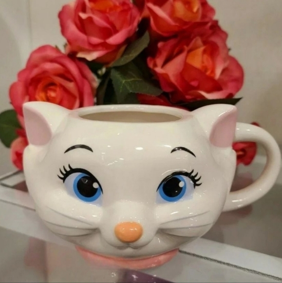 DISNEY Ceramic 3D Mug Cup Marie Aristocats White Cat Kitten Pink Coquette Bow - Picture 2 of 7
